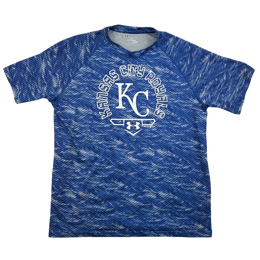 Kansas City Royals‎ Shirt Men XL Under Armour HeatGear Graphic Print Blue